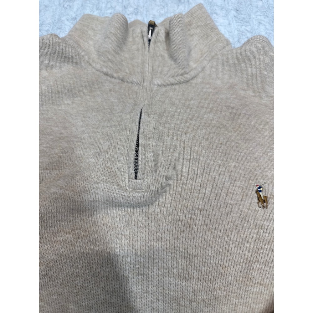 Polo Ralph Lauren‎ Estate Rib Mens XL Tan Beige Quarter Zip Pullover Sweater